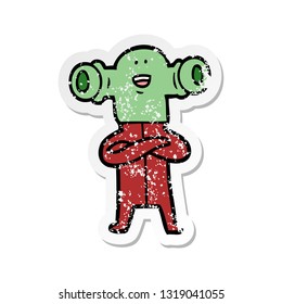 pegatina angustiada de un alienígena de caricatura