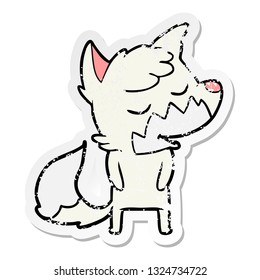 sticker angustiado de un zorro de caricatura amigable