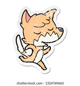 sticker angustiado de un zorro de caricatura amigable
