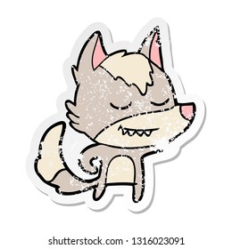 pegatina angustiada de un lobo de caricatura amistoso
