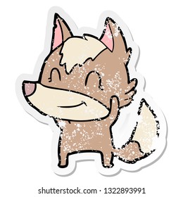 pegatina angustiada de un lobo de caricatura amistoso