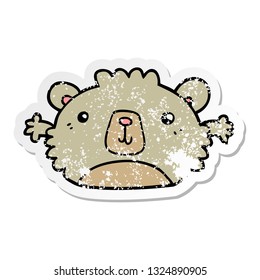 distressed sticker of a funny cartoon bear