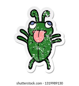 pegatina angustiada de un gracioso insecto de dibujos animados