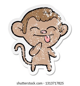 adesivo angustiado de um macaco de desenho animado engraçado
