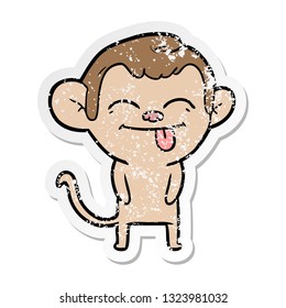 pegatina angustiada de un mono gracioso de caricatura