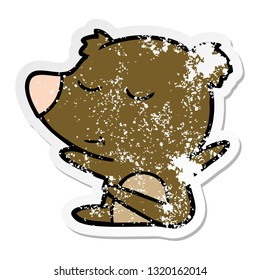 pegatina angustiada de un oso de caricatura feliz