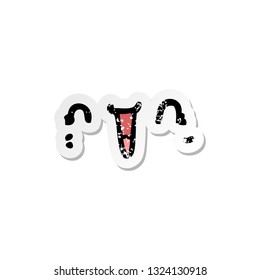 distressed sticker of a happy cartoon face