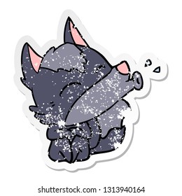 distressed sticker of a howling wolf cartoon