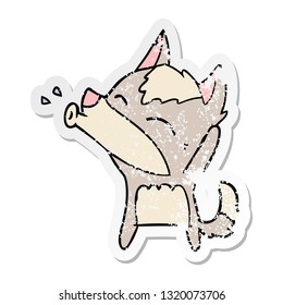 pegatina angustiada de una caricatura de un lobo aullante