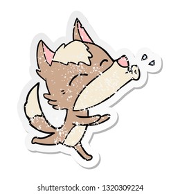 distressed sticker of a howling wolf cartoon