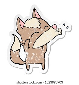 distressed sticker of a howling wolf cartoon