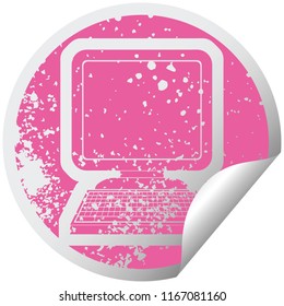 bedrückte Aufkleber-Symbol-Illustration eines Computers