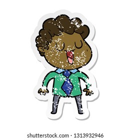 distressed sticker of a laughing cartoon man