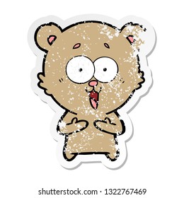 distressed sticker laughing teddy
