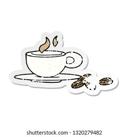 distressed sticker of a a lovely cup of coffee