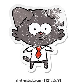 distressed sticker of a nervous dog boss