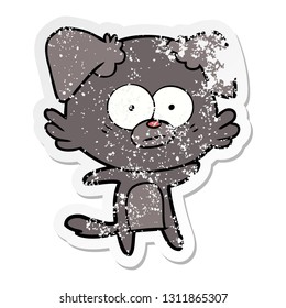 distressed sticker of a nervous dog cartoon