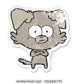 distressed sticker of a nervous dog cartoon