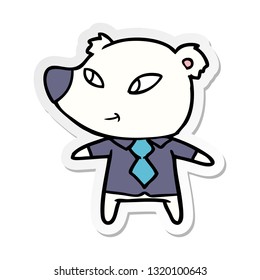 distressed sticker of a polar bear in shirt and tie cartoon