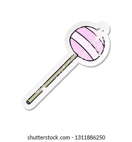 distressed sticker of a quirky hand drawn cartoon lolipop