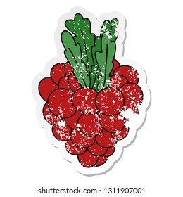 distressed sticker of a quirky hand drawn cartoon bunch of grapes