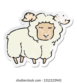 distressed sticker of a quirky hand drawn cartoon ram