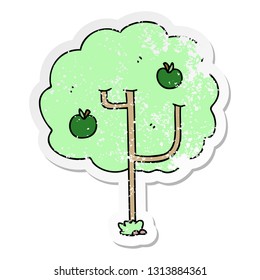 distressed sticker of a quirky hand drawn cartoon tree