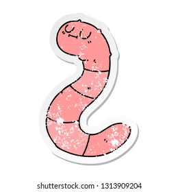 distressed sticker of a quirky hand drawn cartoon worm