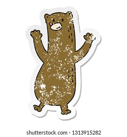 distressed sticker of a quirky hand drawn cartoon bear