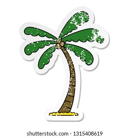 distressed sticker of a quirky hand drawn cartoon palm tree