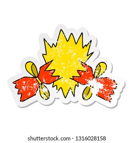 distressed sticker of a quirky hand drawn cartoon pulled cracker