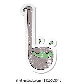 distressed sticker of a quirky hand drawn cartoon ladle 