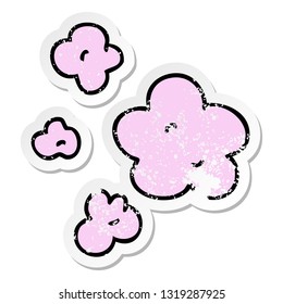 distressed sticker of a quirky hand drawn cartoon clouds
