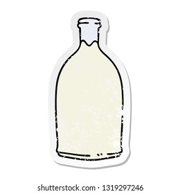 distressed sticker of a quirky hand drawn cartoon milk bottle
