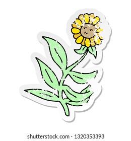 distressed sticker of a quirky hand drawn cartoon flower