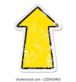 distressed sticker of a quirky hand drawn cartoon arrow