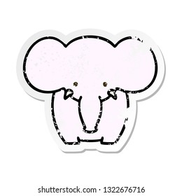 distressed sticker of a quirky hand drawn cartoon elephant
