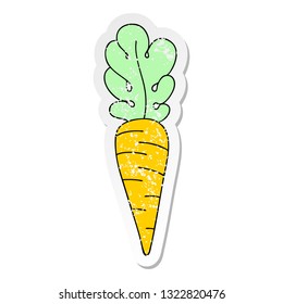distressed sticker of a quirky hand drawn cartoon carrot