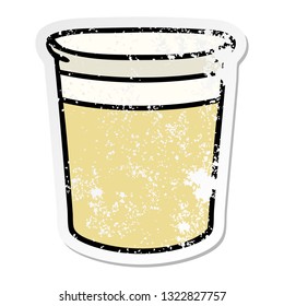 distressed sticker of a quirky hand drawn cartoon plant pot