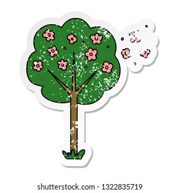 distressed sticker of a quirky hand drawn cartoon tree