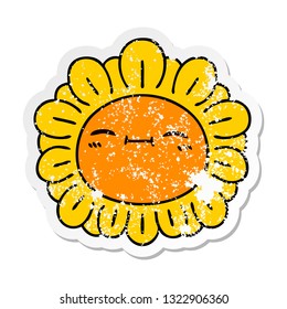 distressed sticker of a quirky hand drawn cartoon flower 