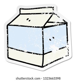 distressed sticker of a quirky hand drawn cartoon quirky hand drawn cartoon of milk