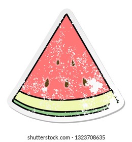 distressed sticker of a quirky hand drawn cartoon watermelon 
