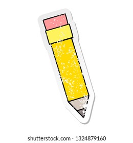 distressed sticker of a quirky hand drawn cartoon pencil