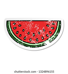 distressed sticker of a quirky hand drawn cartoon watermelon 