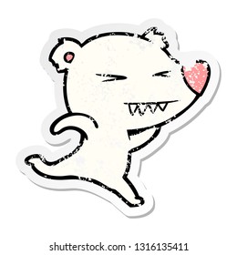 distressed sticker of a running polar bear cartoon