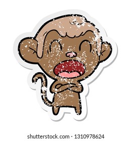 pegatina angustiada de un mono de caricatura que grita