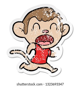 pegatina angustiada de un mono de caricatura gritando