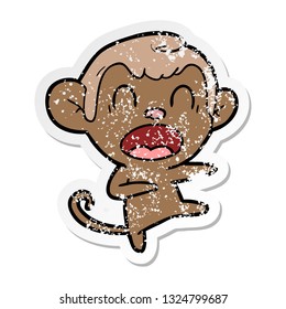 sticker angustiado de un mono de dibujos animados gritando