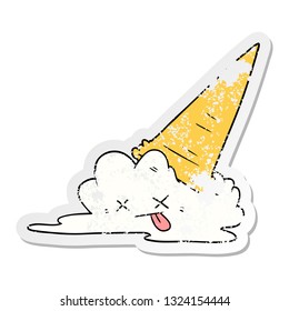 distressed sticker of a splatted ice cream cartoon